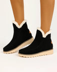 Womens Black Ankle Boots Microfiber Slip-On Flat Sole Winter-Friendly 2