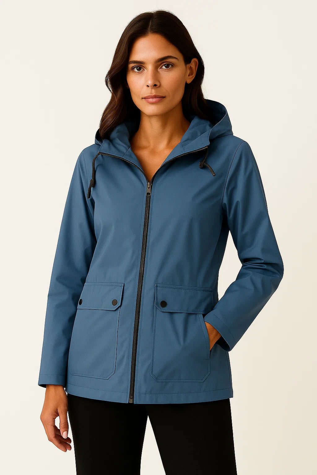 Womens Utility Jacket in Gray with Adjustable Fit, Hood, and Zipper Pockets for Transitional Weather 2