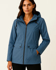 Womens Utility Jacket in Gray with Adjustable Fit, Hood, and Zipper Pockets for Transitional Weather 2