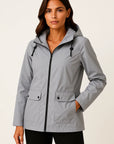 Womens Utility Jacket in Gray with Adjustable Fit, Hood, and Zipper Pockets for Transitional Weather 4