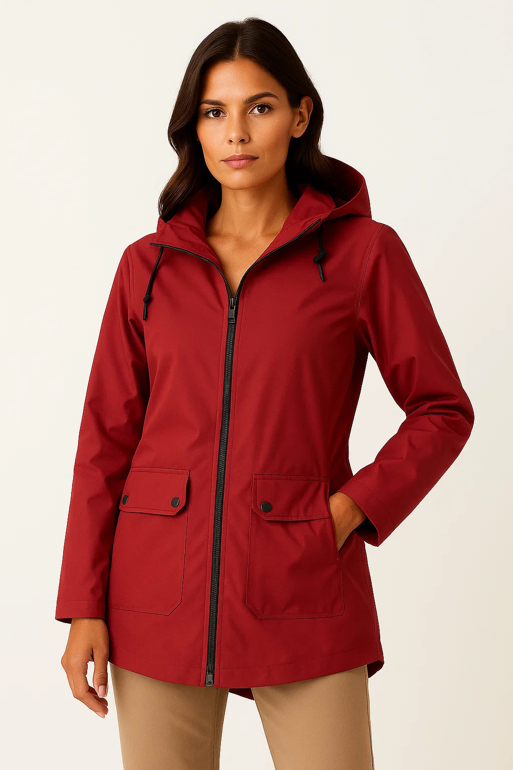 Womens Utility Jacket in Gray with Adjustable Fit, Hood, and Zipper Pockets for Transitional Weather 6