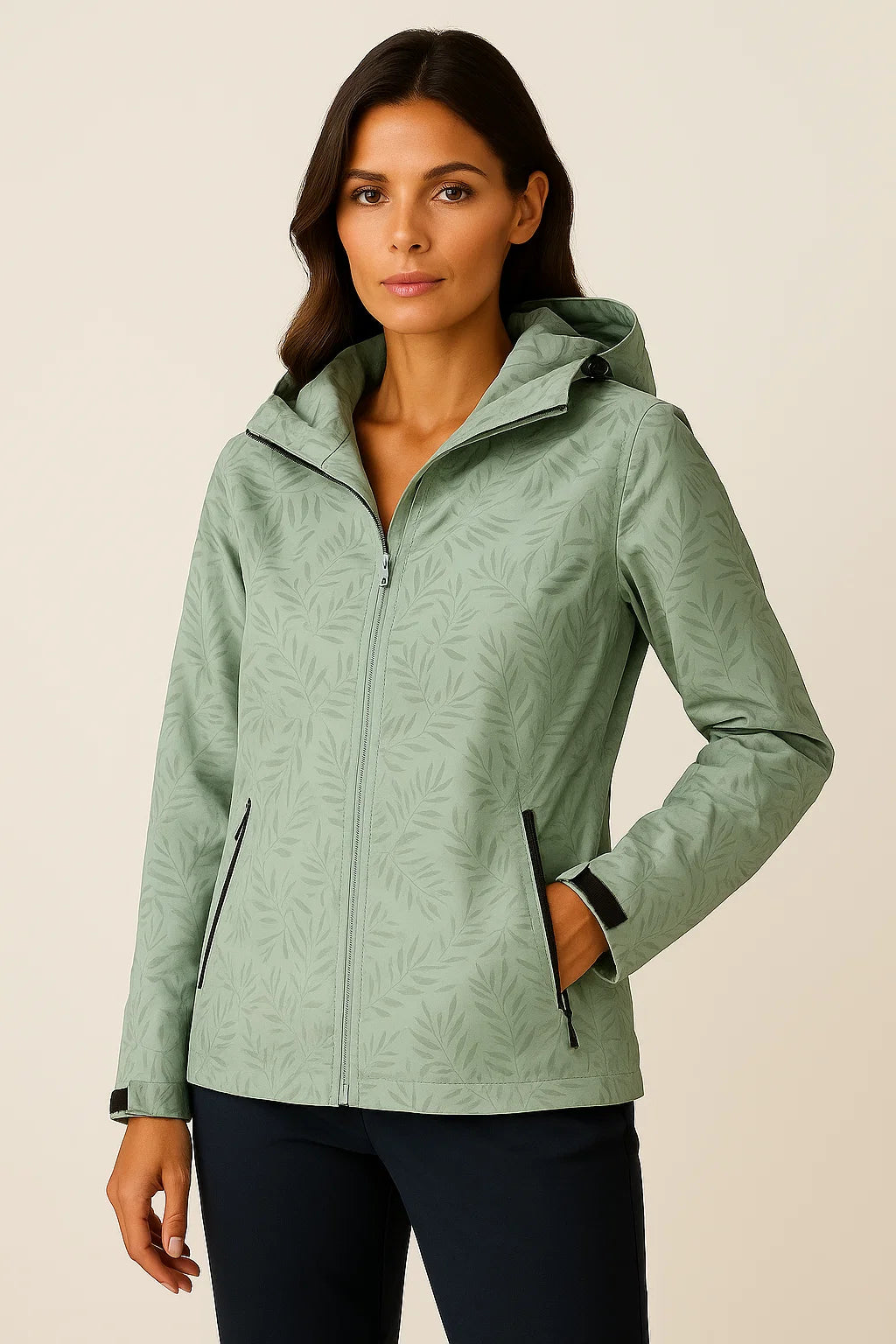 Lightweight Womens Hoodie Zip Jacket with Adjustable Hood and Pockets - Gray Polyester Casual Style 5