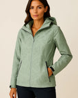 Lightweight Womens Hoodie Zip Jacket with Adjustable Hood and Pockets - Gray Polyester Casual Style 5