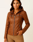 Womens Hoodie Black Soft Zipper Asymmetrical Design Moto Style For Women 1