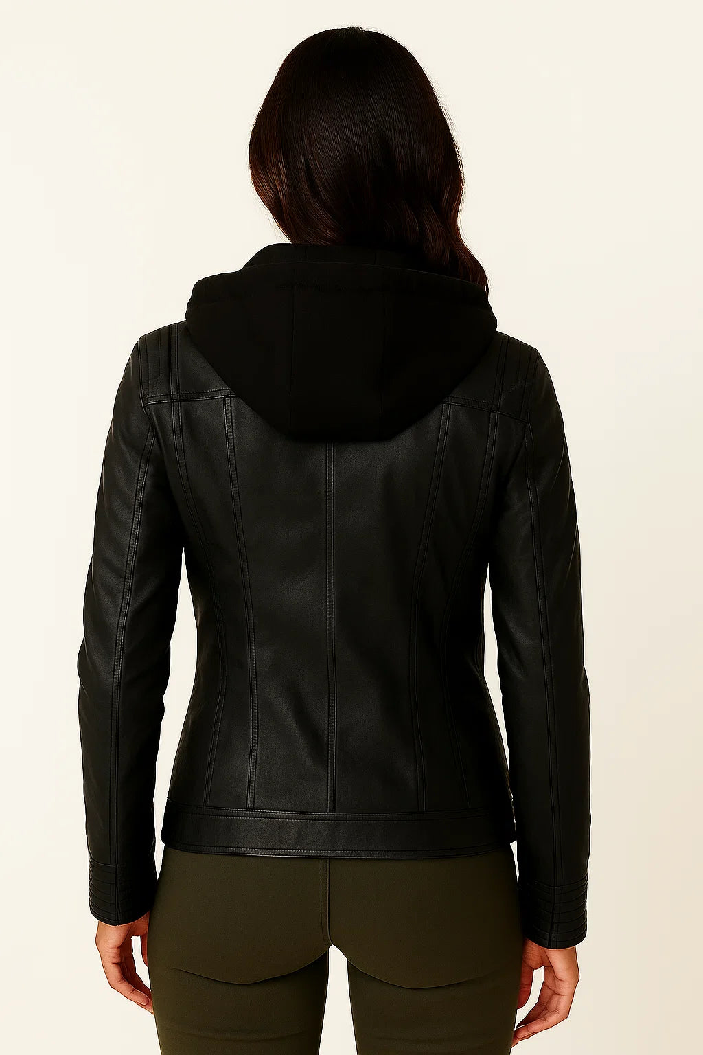 Womens Hoodie Black Soft Zipper Asymmetrical Design Moto Style For Women 4
