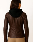 Womens Hoodie Black Soft Zipper Asymmetrical Design Moto Style For Women 6