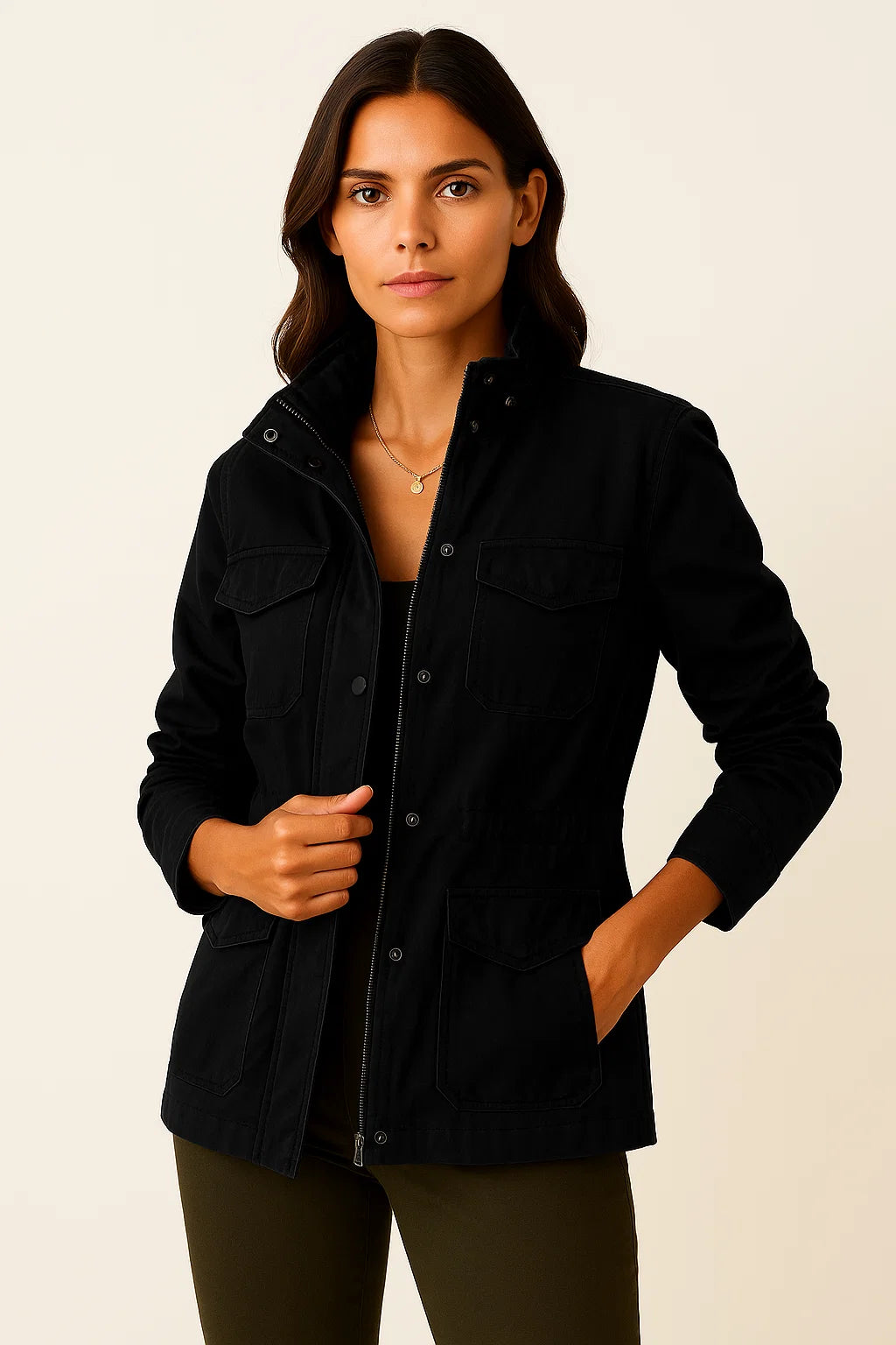 Jacket Womens Polyester Elegant Casual Design With Practical Pockets 3