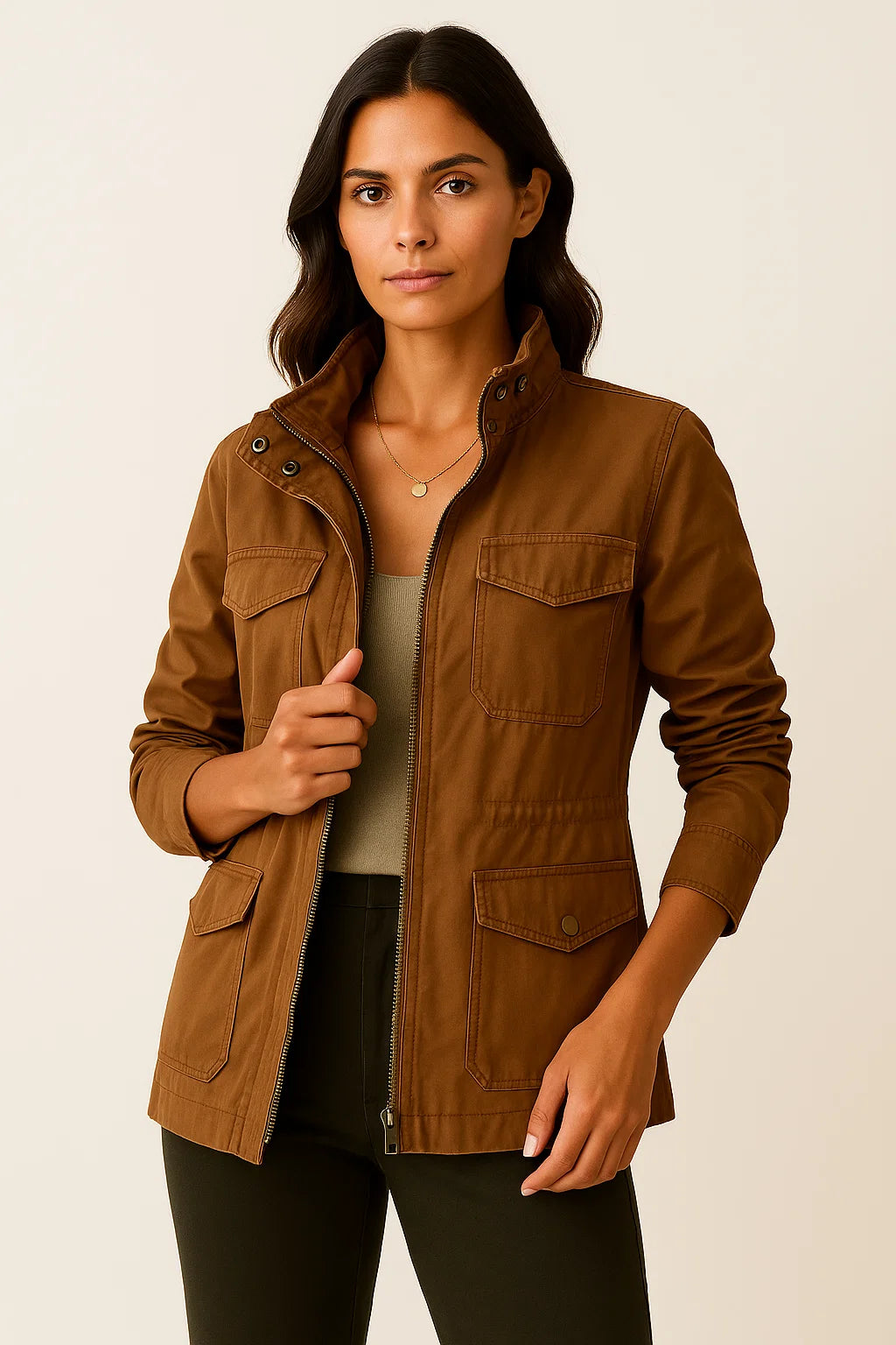 Jacket Womens Polyester Elegant Casual Design With Practical Pockets 5