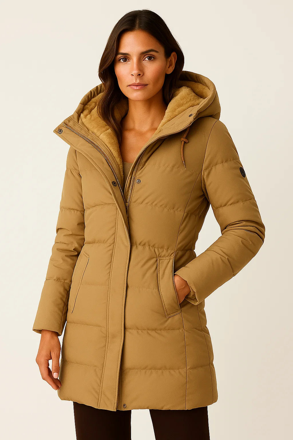 Womens Black Puffer Jacket Insulated Polyester Elegant Design for Fall and Winter 3