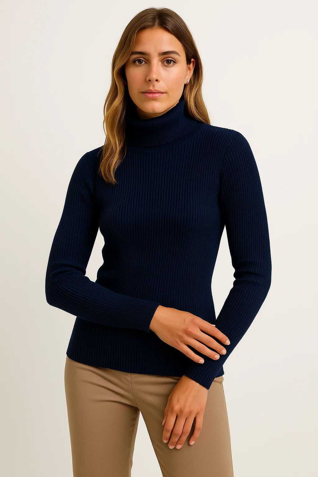 Womens Turtleneck Sweater Gray Soft Knit Elegant Casual Fit For Autumn Winter 1