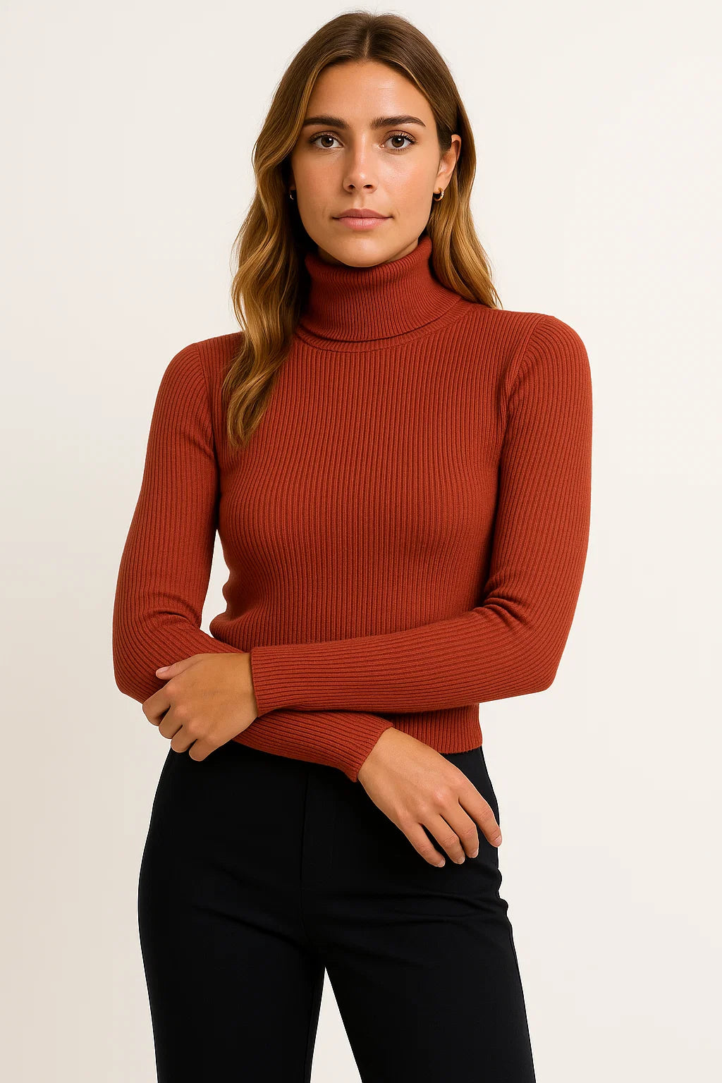 Womens Turtleneck Sweater Gray Soft Knit Elegant Casual Fit For Autumn Winter 2