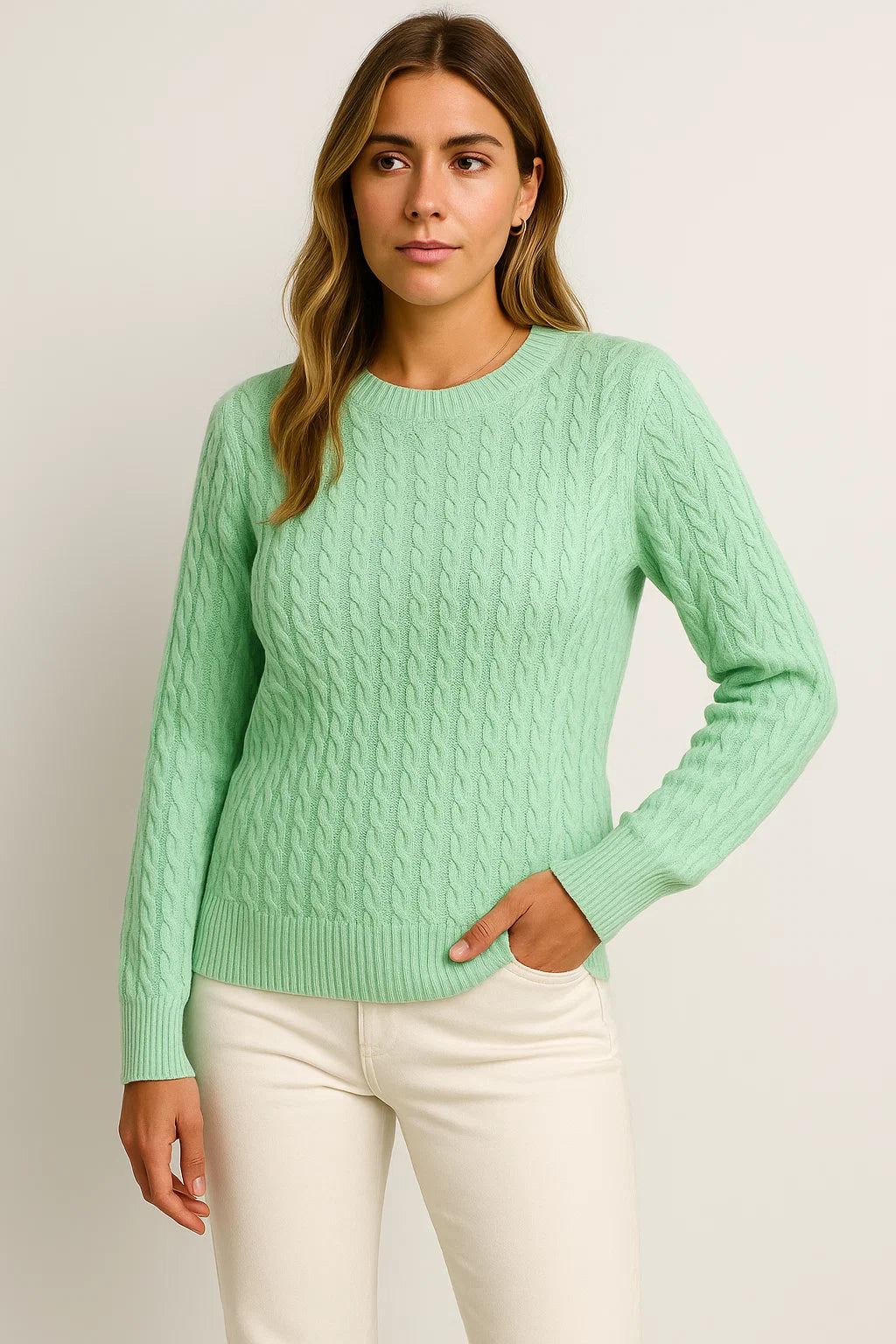 Womens Sweater Beige Wool Casual Relaxed Fit Ideal For Autumn 2