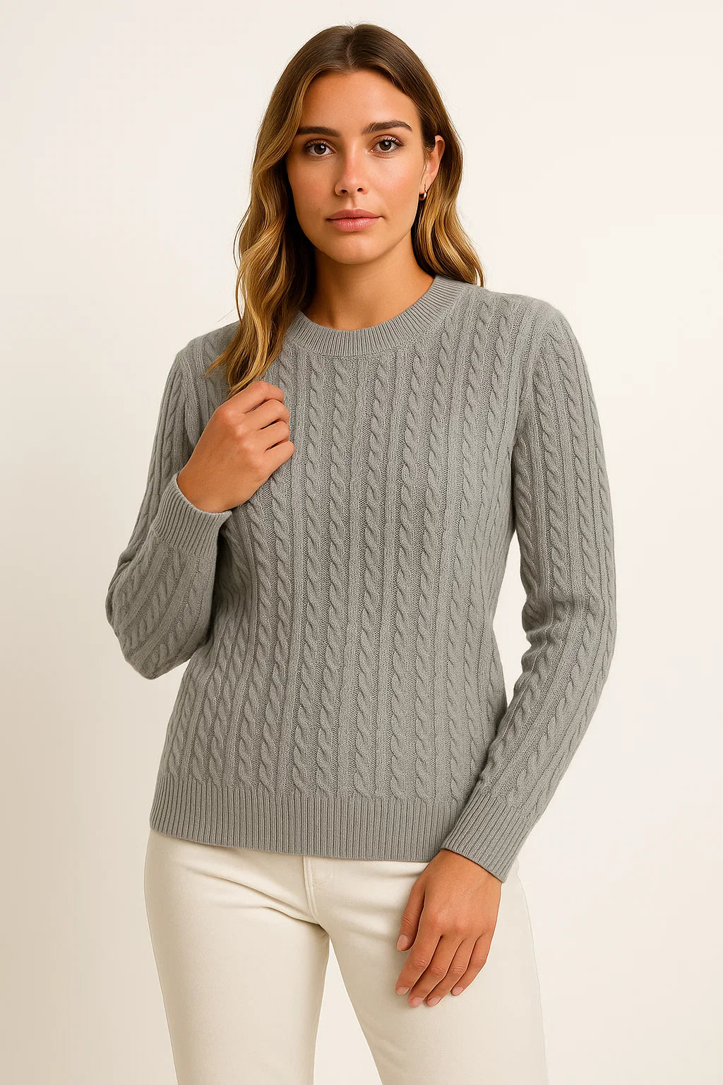 Womens Sweater Beige Wool Casual Relaxed Fit Ideal For Autumn 3