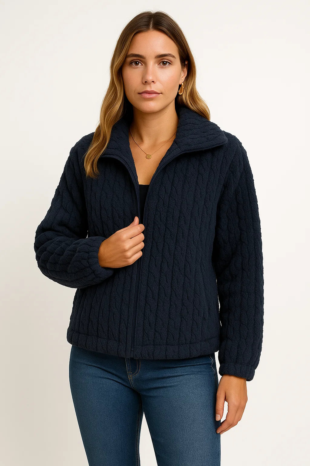 Womens Long Cardigan Black Soft Stretchy With Zipper Comfortable Flattering Silhouette 4