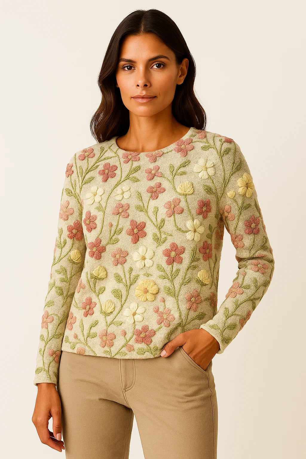 Womens Sweater Light Grey Soft Relaxed Fit Lightweight Breathable Design 1