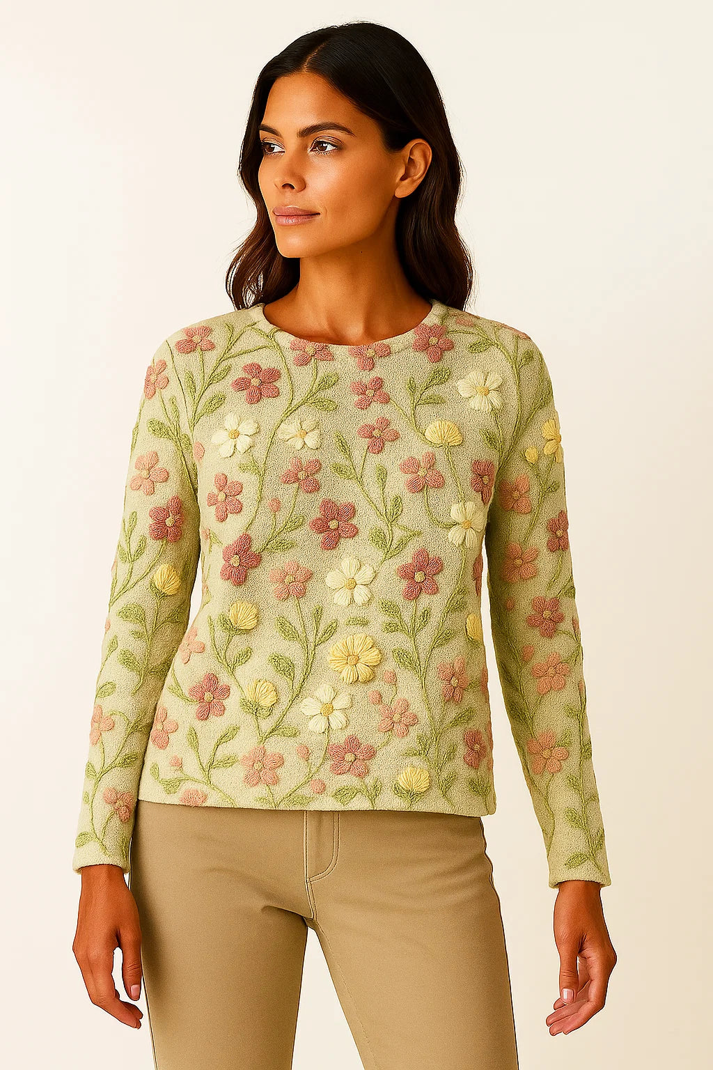 Womens Sweater Light Grey Soft Relaxed Fit Lightweight Breathable Design 2