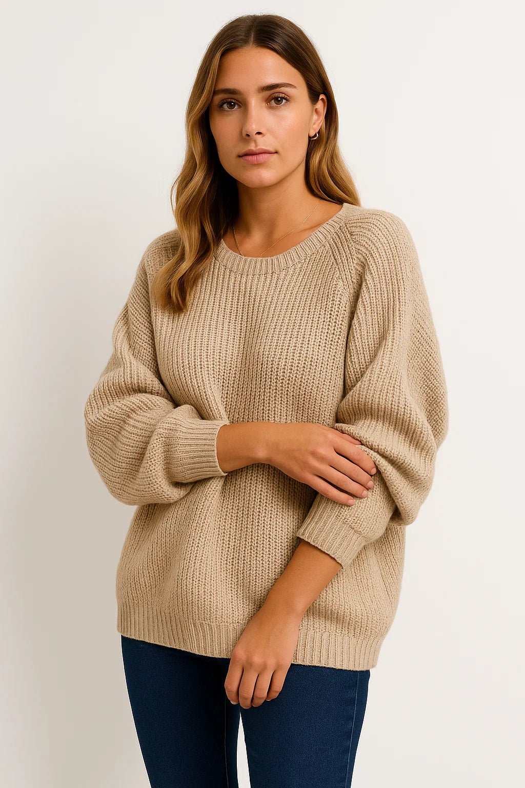 Womens Sweater Gray Loose Fit Soft Casual Style Ribbed 1