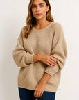 Womens Sweater Gray Loose Fit Soft Casual Style Ribbed 1