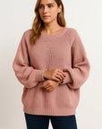 Womens Sweater Gray Loose Fit Soft Casual Style Ribbed 2