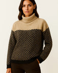 Womens Turtleneck Sweater Beige Wool Comfortable Timeless Design Relaxed Fit 2