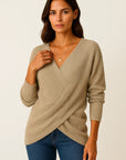 Womens Sweater Beige High Neck Cable Knit Soft Relaxed Fit for Autumn and Winter 5