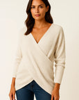 Womens Sweater Beige High Neck Cable Knit Soft Relaxed Fit for Autumn and Winter 6