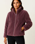 Winter Jacket Women Khaki Soft Teddy Material Casual Long Sleeves With Zipper 3