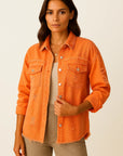 Womens Oversized Denim Jacket Casual Vintage Look with Chest Pockets 2