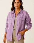 Womens Oversized Denim Jacket Casual Vintage Look with Chest Pockets 5