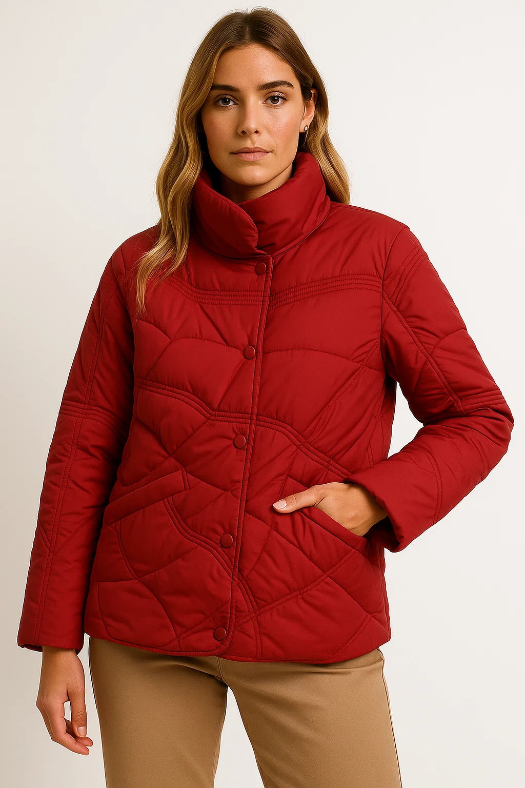 Womens Lightweight Winter Jacket - Casual Grey Puffer Jacket for Transitional Weather, Comfortable Polyester Outerwear 5