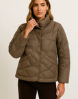 Womens Lightweight Winter Jacket - Casual Grey Puffer Jacket for Transitional Weather, Comfortable Polyester Outerwear 4