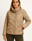 Womens Lightweight Winter Jacket - Casual Grey Puffer Jacket for Transitional Weather, Comfortable Polyester Outerwear 1