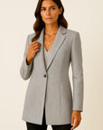 Womens Blazer Jacket Grey Polyester Elegant Comfortable Stylish Fit 1