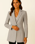 Womens Blazer Jacket Grey Polyester Elegant Comfortable Stylish Fit 2