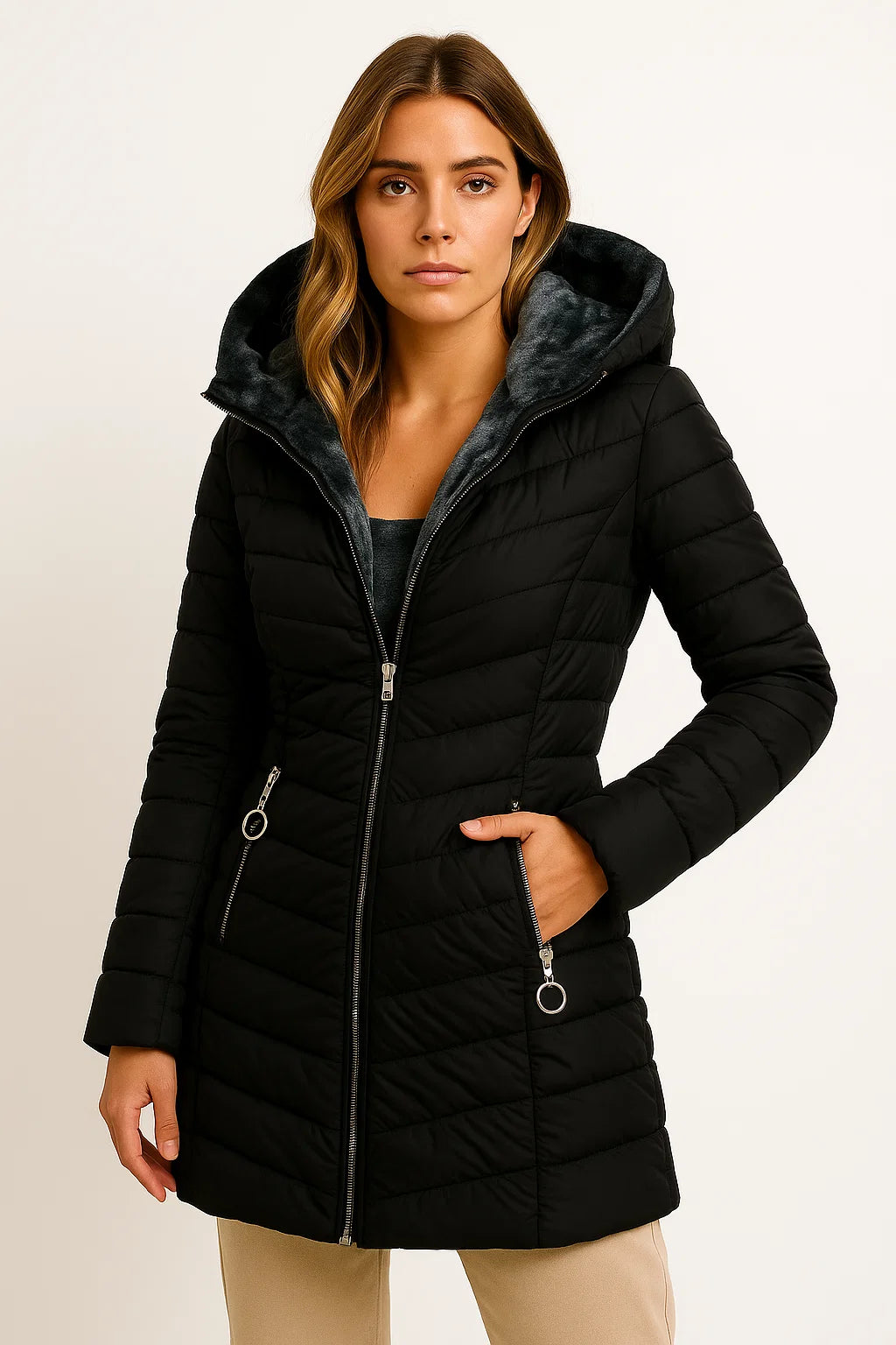 Womens Autumn Jacket Beige Lightweight Material Relaxed Fit 1