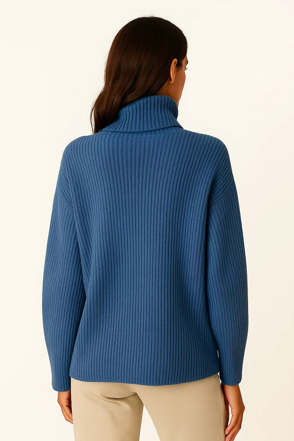 Womens Turtleneck Sweater Grey Soft Knit Comfortable Elegant Design 4