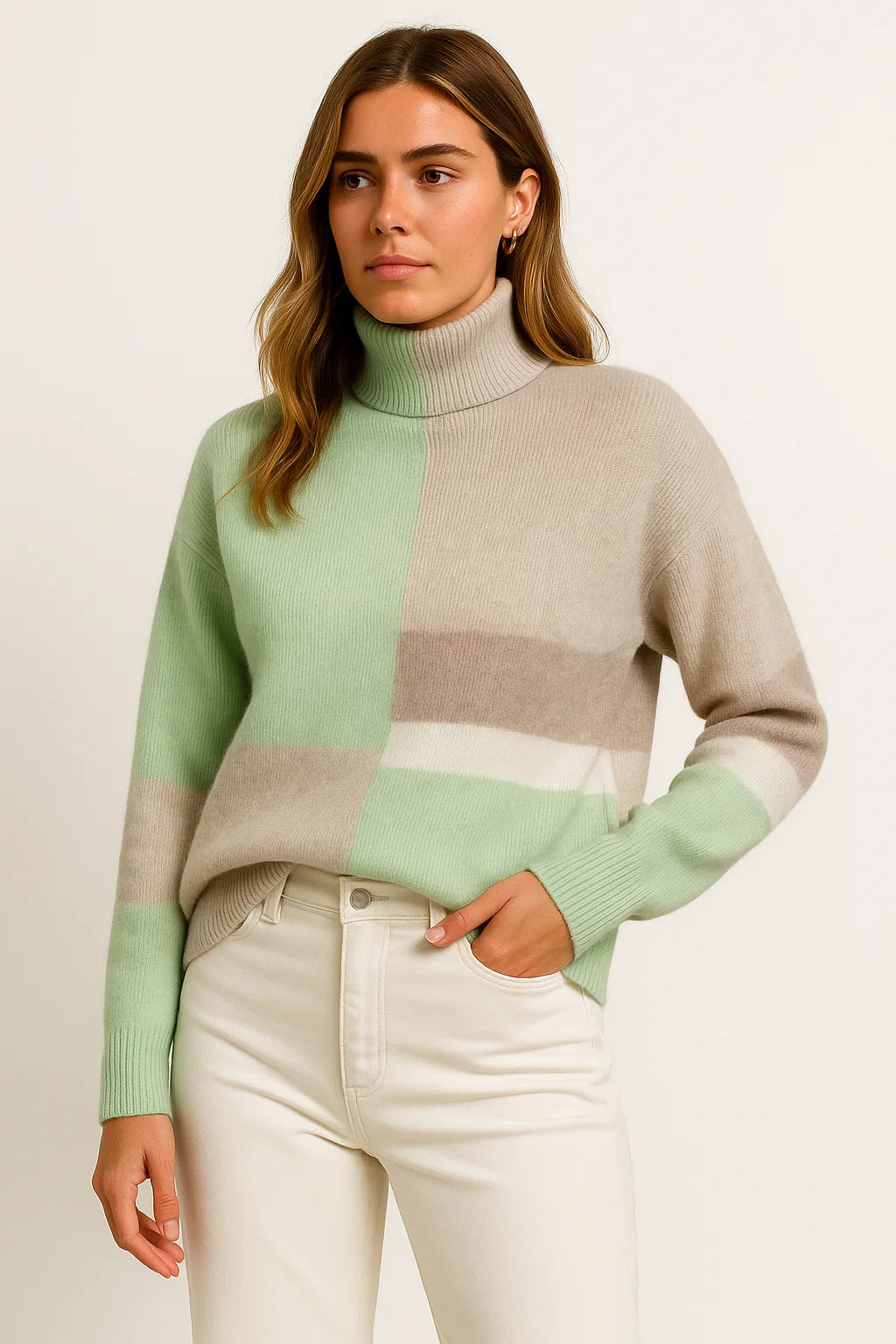 Womens Turtleneck Sweater Gray Soft Knit Comfortable Casual 2