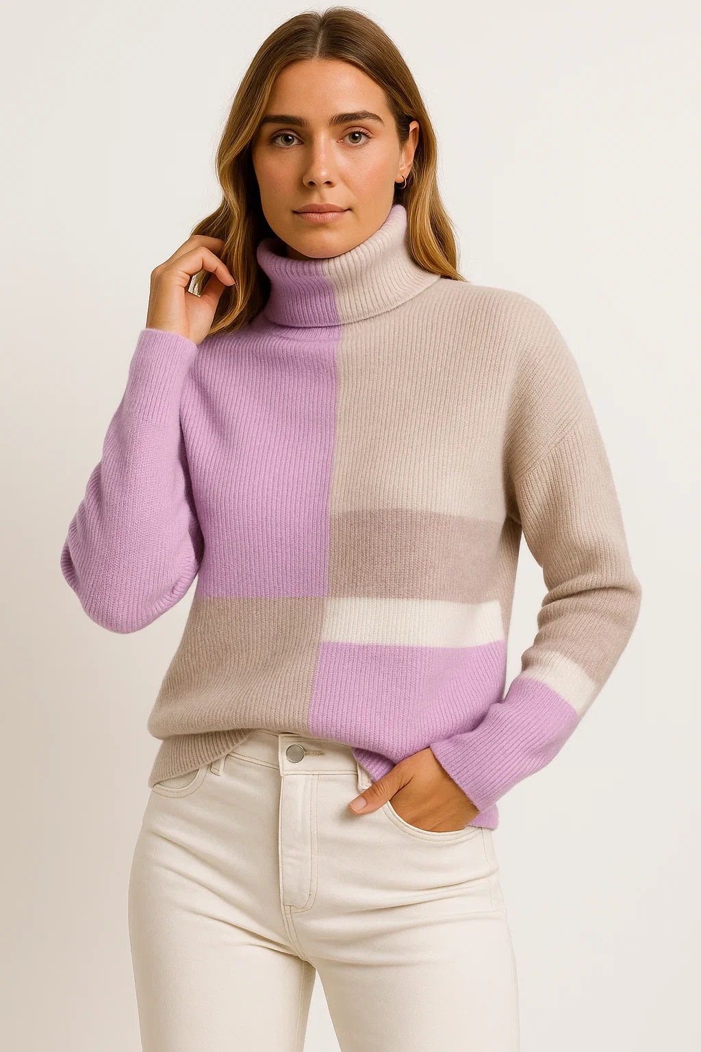 Womens Turtleneck Sweater Gray Soft Knit Comfortable Casual 3