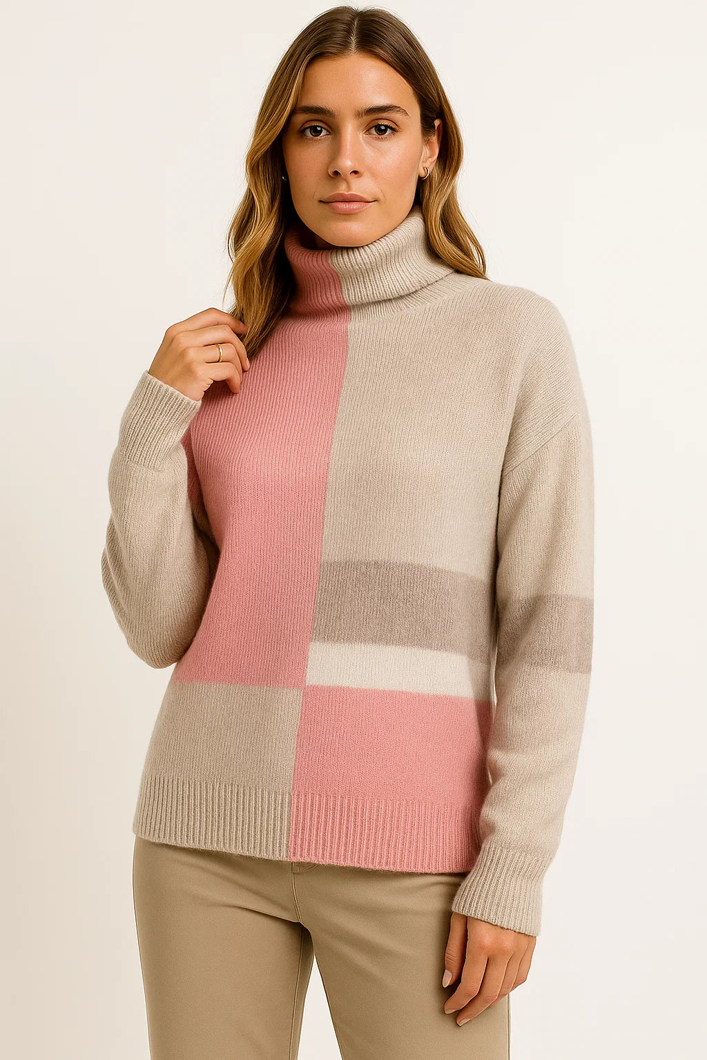 Womens Turtleneck Sweater Gray Soft Knit Comfortable Casual 4