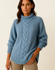Womens Turtleneck Sweater Olive Green Relaxed Fit Soft Material 1