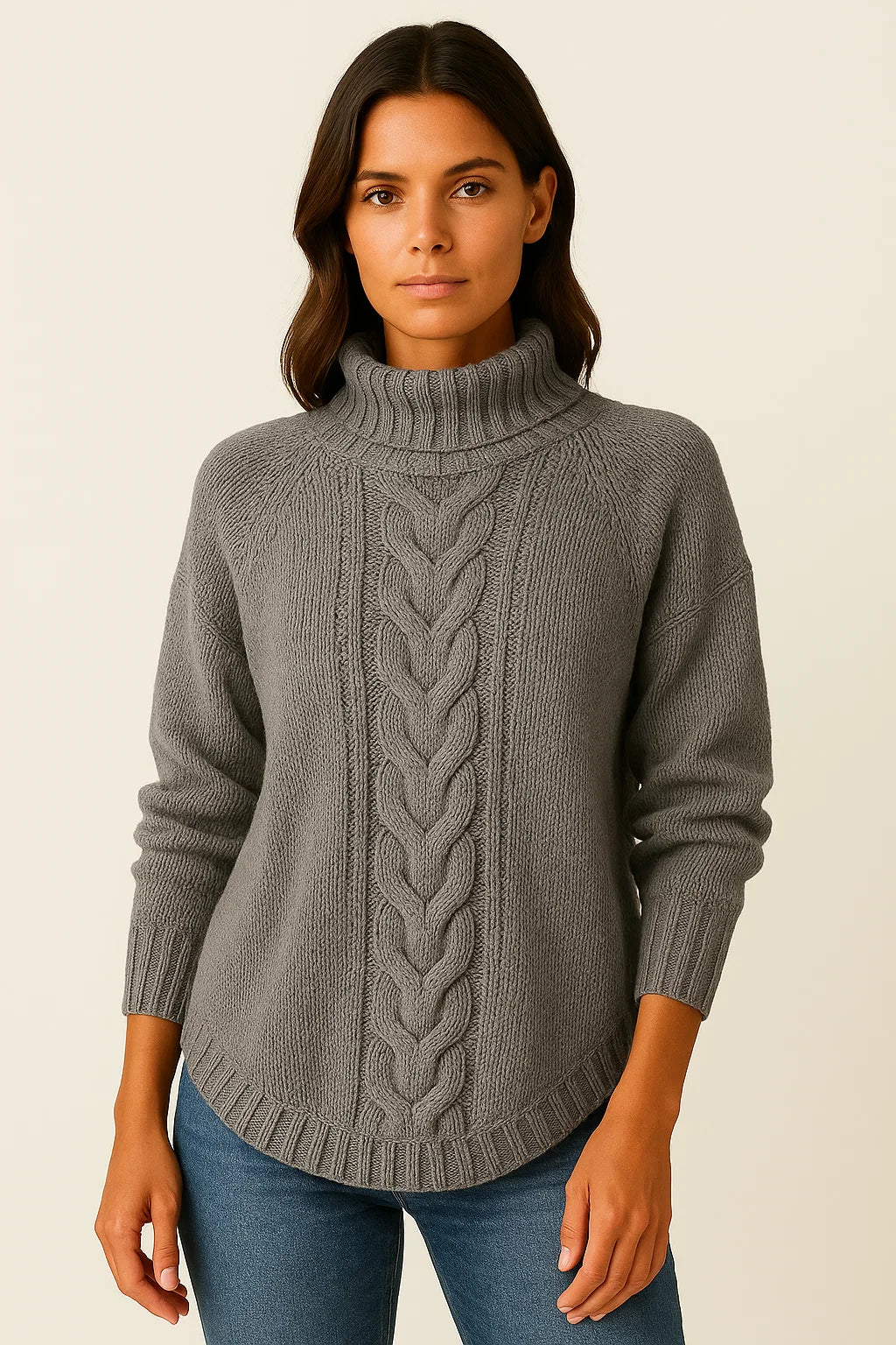 Womens Turtleneck Sweater Olive Green Relaxed Fit Soft Material 4