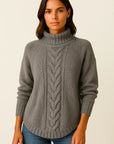 Womens Turtleneck Sweater Olive Green Relaxed Fit Soft Material 4