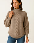 Womens Turtleneck Sweater Olive Green Relaxed Fit Soft Material 3