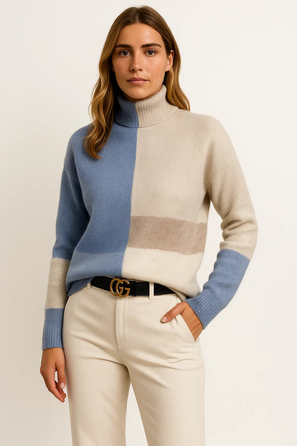 Womens Turtleneck Sweater Gray Soft Knit Comfortable Casual 1