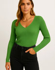 Womens Pullover Sweater V-Neck Ribbed Stripes Long Sleeve Soft Knit Autumn Winter Casual 6
