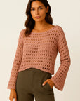 Womens Crochet Top White Wool Knit Long Sleeve Crop Pullover Beach Bikini Cover Up 5