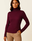 Womens Turtleneck Sweater Beige Cashmere Soft Knit Pullover 6