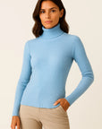 Womens Turtleneck Sweater Beige Cashmere Soft Knit Pullover 8