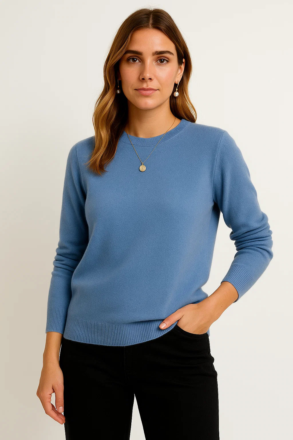 Womens Sweater O-Neck Gray Wool Casual Pullover Autumn Winter Knitwear 5