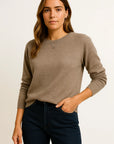 Womens Sweater O-Neck Gray Wool Casual Pullover Autumn Winter Knitwear 3